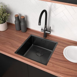 Кухонная мойка Lemark OLANGA 440 прямоугольная из нержавеющей стали цвет: чёрный матовый (9932124)