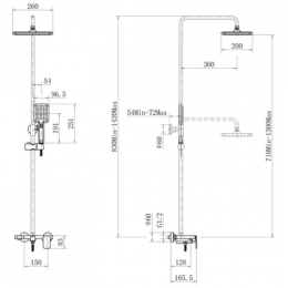 Душевая система, черная, FASHUN (A52424-7)