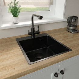 Кухонная мойка Lemark JANGA 440 прямоугольная из нержавеющей стали цвет: чёрный матовый (9932104)