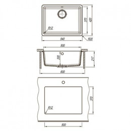 Кухонная мойка Lemark SINARA 540-U подстольного монтажа из кварцгранита цвет: Жасмин  (9910076)