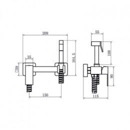 Смеситель для умывальника FASHUN с гигиенической лейкой графит (A57504-17)