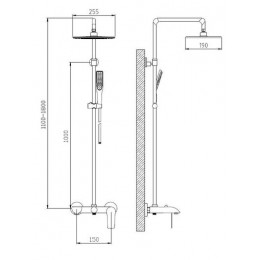 Душевая система со смесителем, ESKO (ST200Black)
