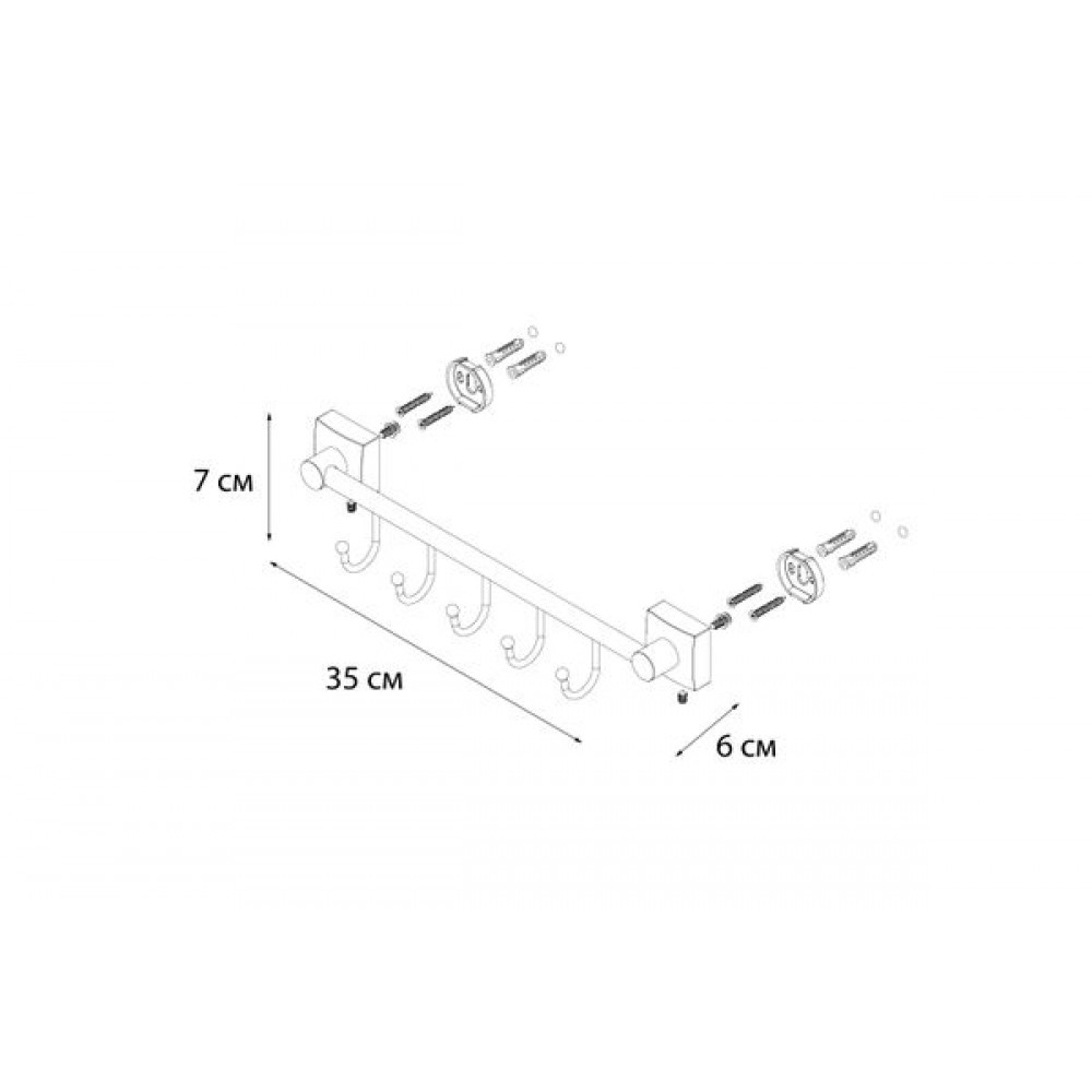 Планка FIXSEN Kvadro 5 крючков (FX-61305В-5)