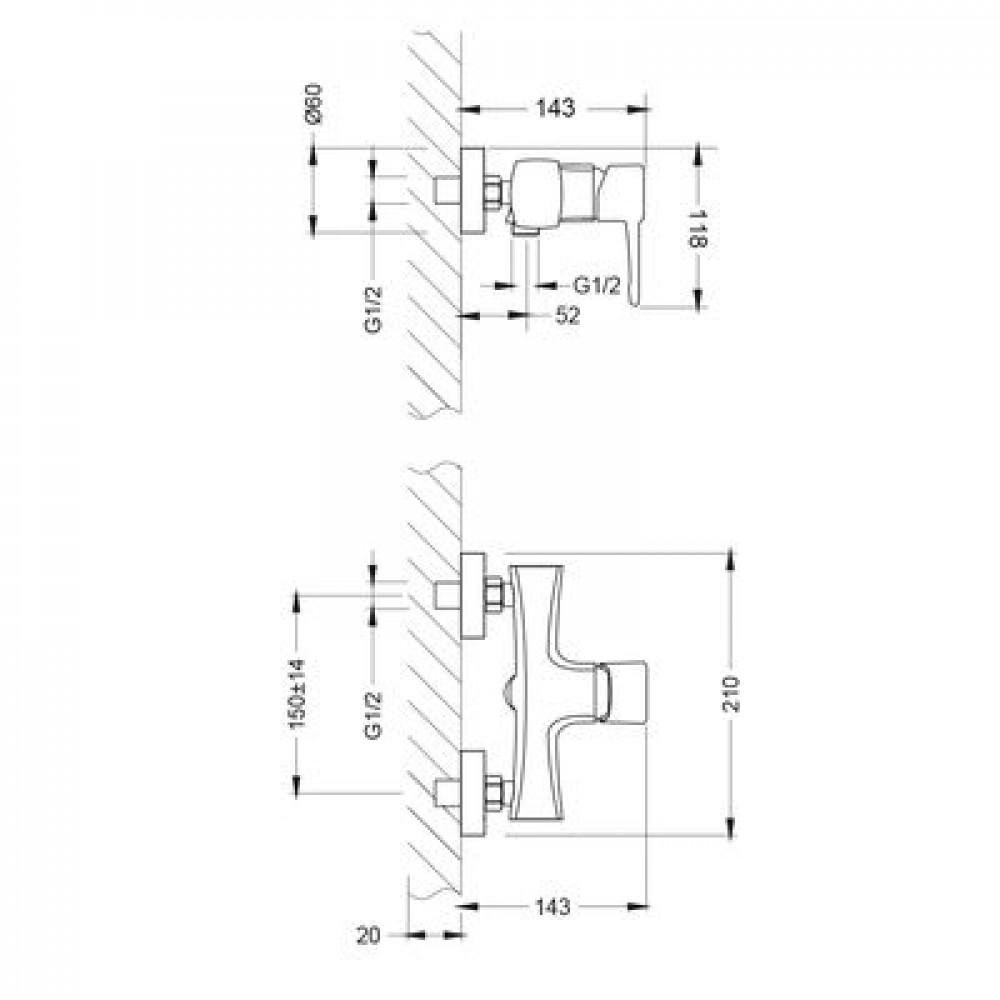 Смеситель для душа Lemark Evitta (LM0503C)