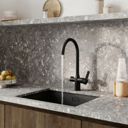 Смеситель для кухни с каналом для фильтрованной воды, черный матовый, Pure, IDDIS (PURBLFJi05)