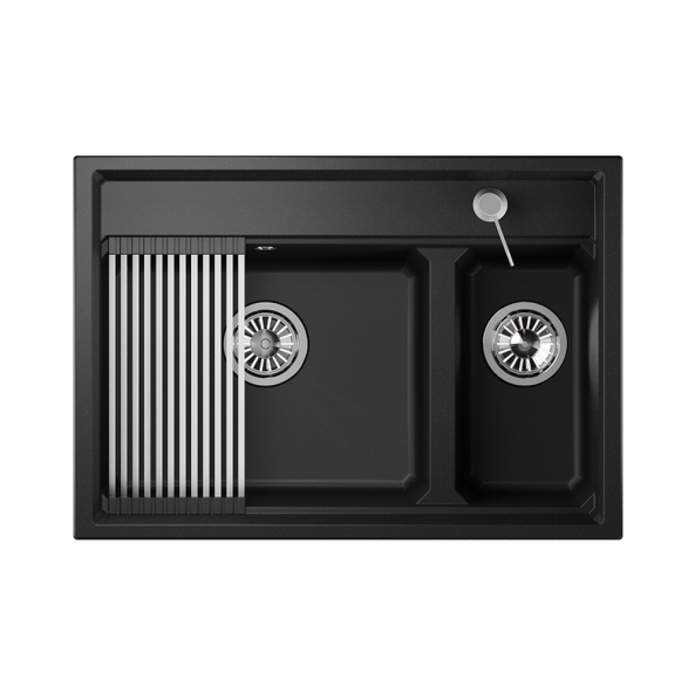 Кухонная мойка GRANULA Kitchen Space (7302, ЧЁРНЫЙ)