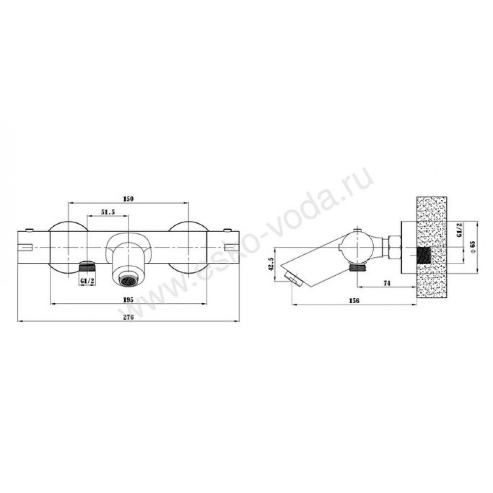 Смесител для душа ESKO с термостатом Mikros (T3054 Black)