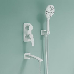 Душевая система с тропическим душем, ручным душем и изливом IDDIS Ray белый матовый (RAYWT03i68)