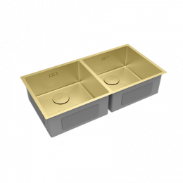 Кухонная мойка Lemark PRORAN 900 прямоугольная с двумя чашами из нержавеющей стали цвет: светлое золото (9938138)
