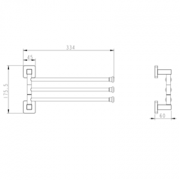 Держатель для полотенец 3-х реечный поворотный FASHUN чёрный (A2613-7)