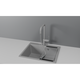 Смеситель для кухни GRANULA с выдвижным изливом (8173, АЛЮМИНИУМ)