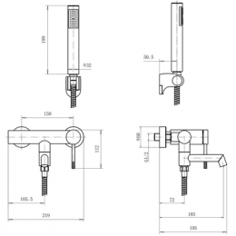Смеситель ванно-душевой FASHUN с душевым гарнитуром сатин (A53033)
