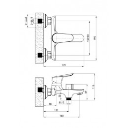Смеситель ESKO для ванны без аксессуаров (AT 54 w/a)