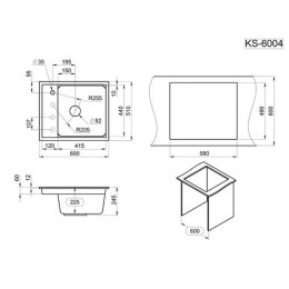 Кухонная мойка GRANULA Kitchen Space (6004, ЧЁРНЫЙ)
