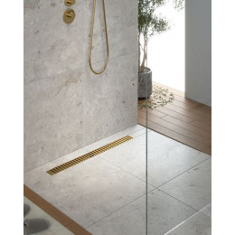 Душевой лоток TIMO Drain System 700 с вставкой "lines", Золото матовое (DS230107/17)