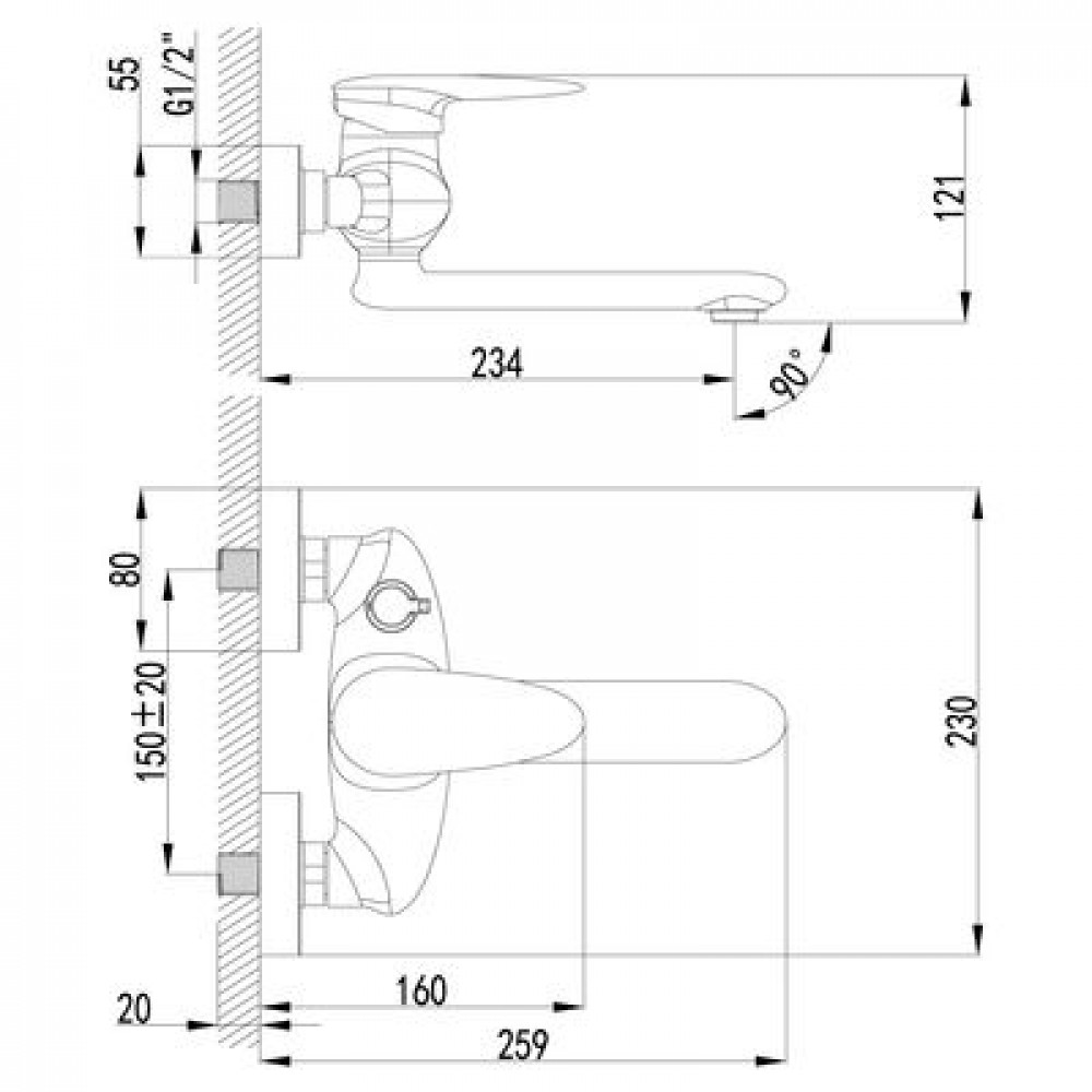 Смеситель для ванны Lemark Status (LM4414C)
