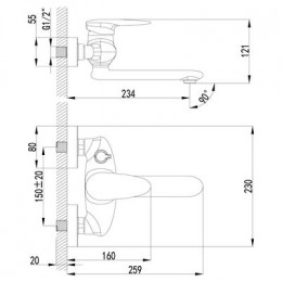 Смеситель для ванны Lemark Status (LM4414C)