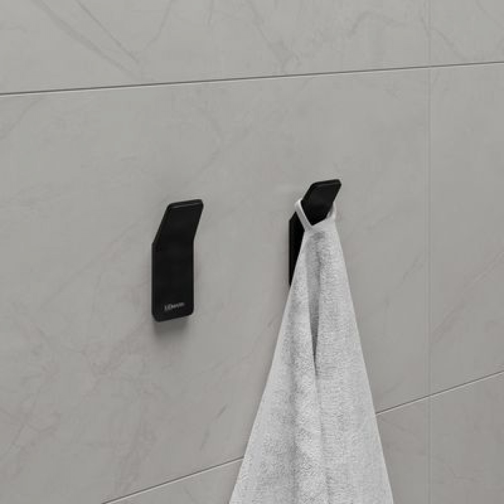 Крючок одинарный Lemark SMOOTH LINE для полотенец и халатов, чёрный матовый (9712002)