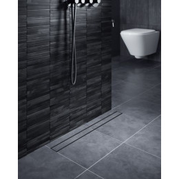 Душевой лоток TIMO Drain System 1000 с двусторонней панелью "plate" под плитку, Чёрный (DS230210/03)