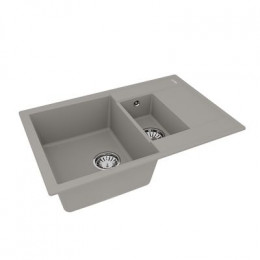 Кухонная мойка Lemark RAMZA 760 врезная прямоугольная с доп.чашей и крылом из кварцгранита цвет: Грей (9910039)