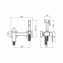 Смеситель FASHUN настенный с гигиенической лейкой (A57504-8)