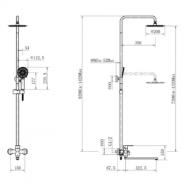 Душевая система с тропическим и ручным душем, FASHUN (A52401C)