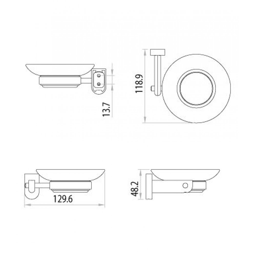 Мыльница стеклянная с настенным держателем Lemark Omega (LM3143C)