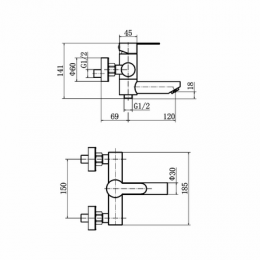 Смеситель для ванны и душа FASHUN (A53001-8)