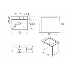 Кухонная мойка GRANULA (6051, ГРАФИТ МАТОВЫЙ)