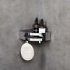 Полка для душа угловая Lemark SHELF LINE из нерж. стали с крючками, хром/вставка-пластик графит (9771046)