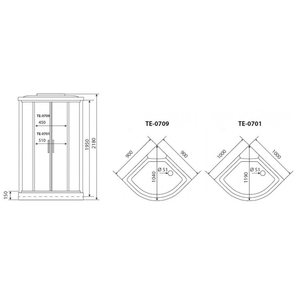 Душевая кабина Timo eco 90*90*215  (TE-0709)