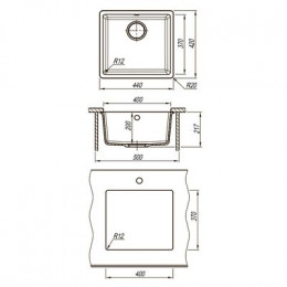 Кухонная мойка Lemark SINARA 440-U подстольного монтажа из кварцгранита цвет: Шампань  (9910072)