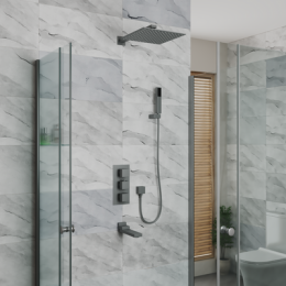 Душевая система для ванны и душа DK встраиваемая термостатическая с изливом серый графит Bayern.Liszt (DA2515606A04)