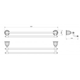 Полотенцедержатель двойной 63 см. RUSH Socotra (ST12532)