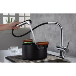 Смеситель для кухни с подключением фильтра и выдвижной лейкой Timo Saona хром (2346/00FL)