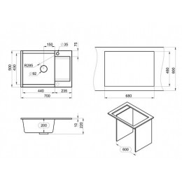 Кухонная мойка GRANULA ESTETICA (7003, БАЗАЛЬТ)