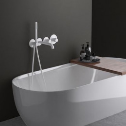 Смеситель встроенный для ванны с душем с термостатом Timo Saona белый матовый (2324/16YSM)