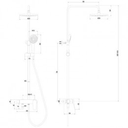 Душевая система с регулируемой высотой штанги и верхней душевой лейкой "Тропический дождь", Lemark Bronx (LM3762MW)