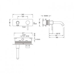 Смеситель для раковины встроенный Timo Saona (2371/18SM) черное золото