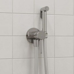 Встраиваемый смеситель с гигиеническим душем, матовый хром, IDDIS, 005BCR0i08