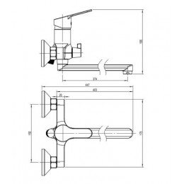 Смеситель для ванны с длинным поворотным изливом RUSH (SKY SK5720-51)