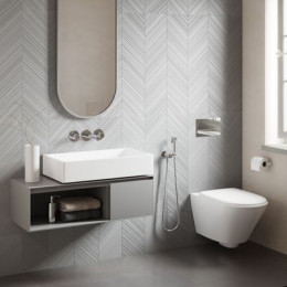 Смеситель для раковины встроенный с термостатом, с гигиеническим душем Timo Saona хром (2383/00SM)