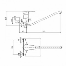 Смеситель для ванны и душа FASHUN хром (A2201)