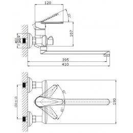 Смеситель для ванны с длинным поворотным изливом RUSH Denis (DN0335-51)