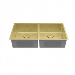 Кухонная мойка Lemark PRORAN 900 прямоугольная с двумя чашами из нержавеющей стали цвет: светлое золото (9938138)