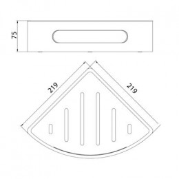 Полка для душа угловая Lemark SHELF LINE из нерж. стали с крючками, графит/вставка-пластик графит (9776048)