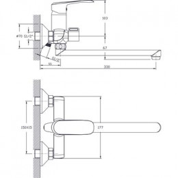 Смеситель для ванны с длинным поворотным изливом RUSH Gozo (GZ3735-51)