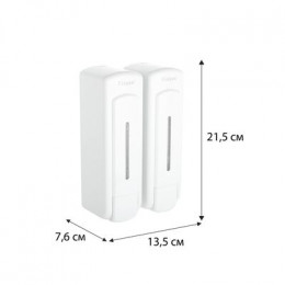 Дозатор для ж/м настенный двойной 325+325мл Fixsen HOTEL пластик белый (FX-31012H-2)