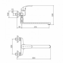 Смеситель для ванны и душа FASHUN хром (A2136)
