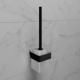 Ёршик для унитаза Lemark SMOOTH LINE с держателем, чёрный матовый (9762020)